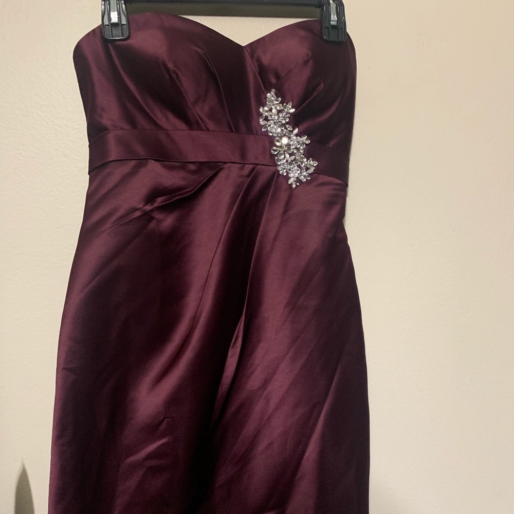 Bill Levkoff, elegant dress with rhinestone detail